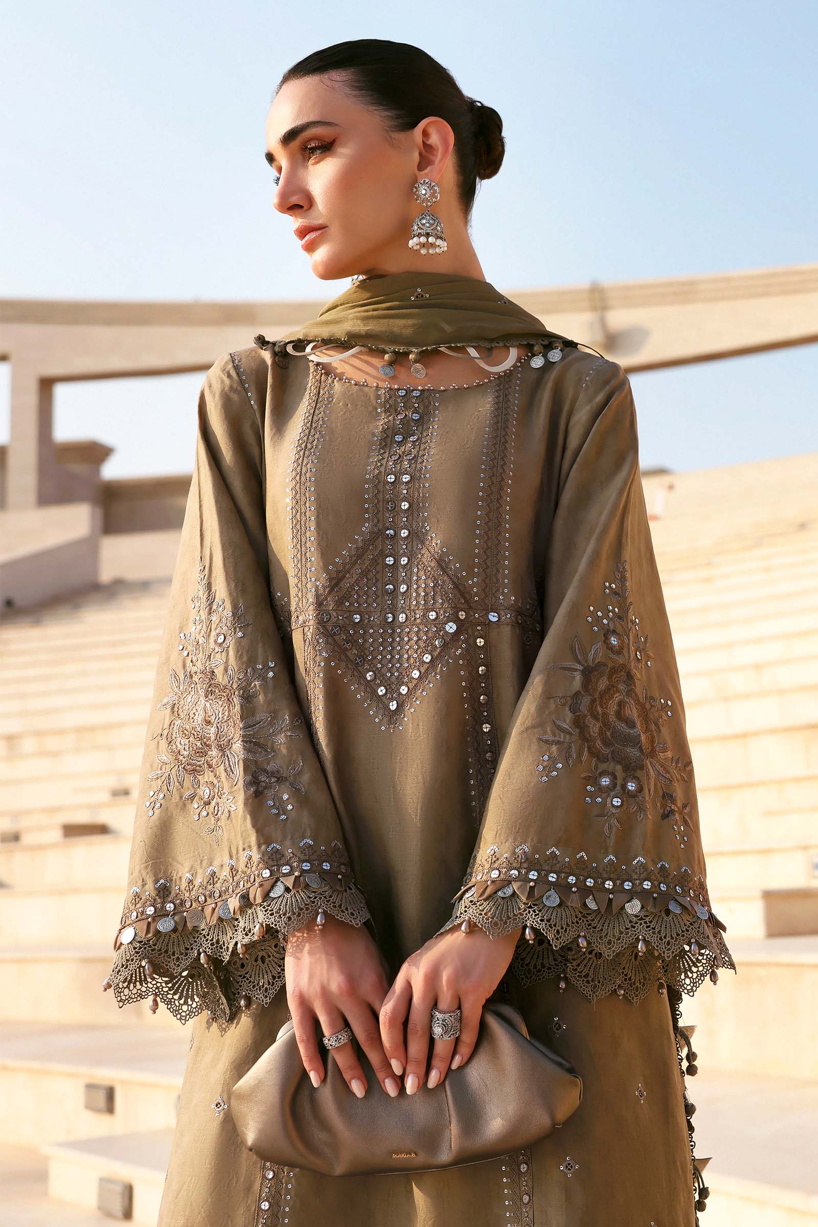 3 Piece Unstitched Embroidered Jacquard Lawn Suit