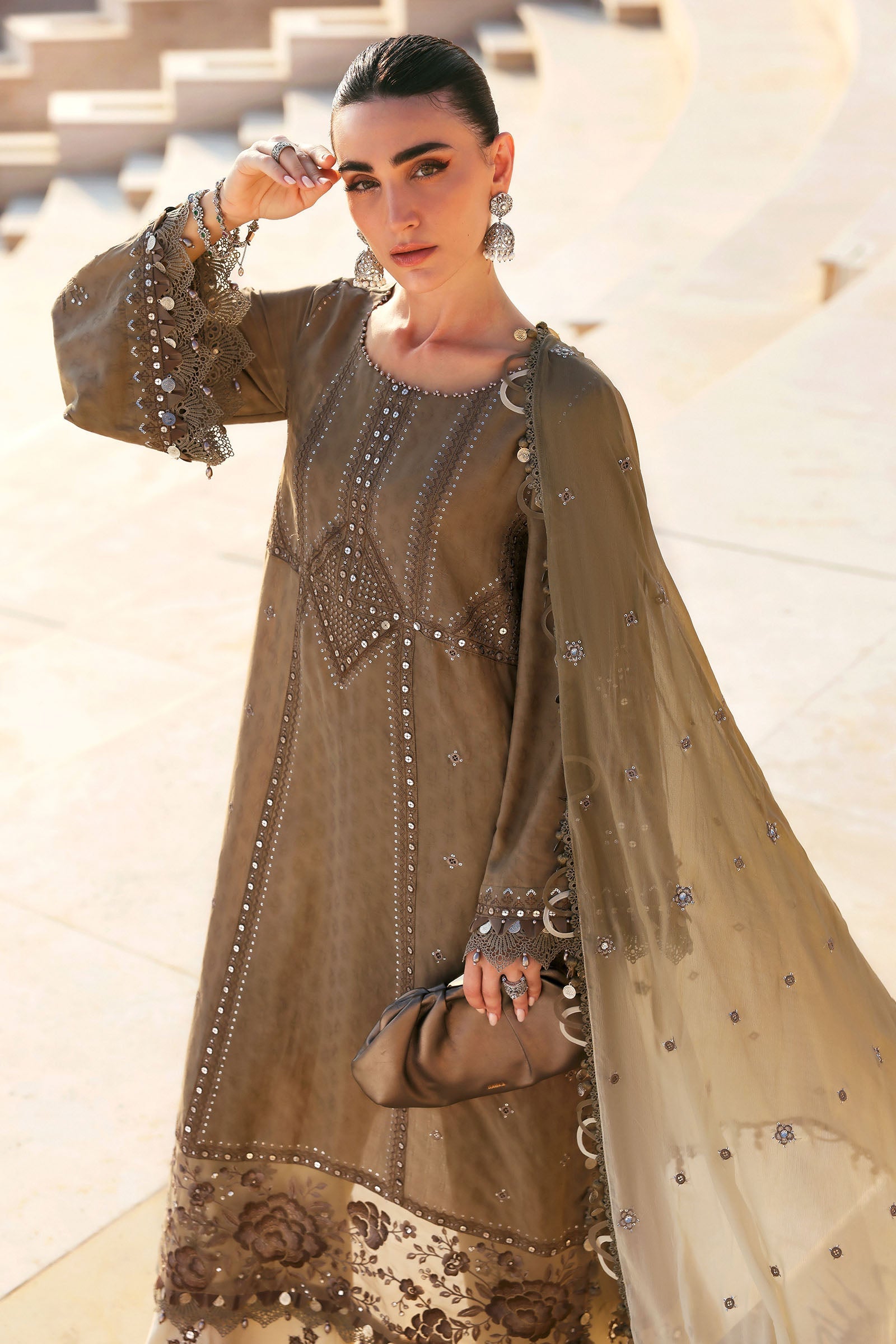 3 Piece Unstitched Embroidered Jacquard Lawn Suit