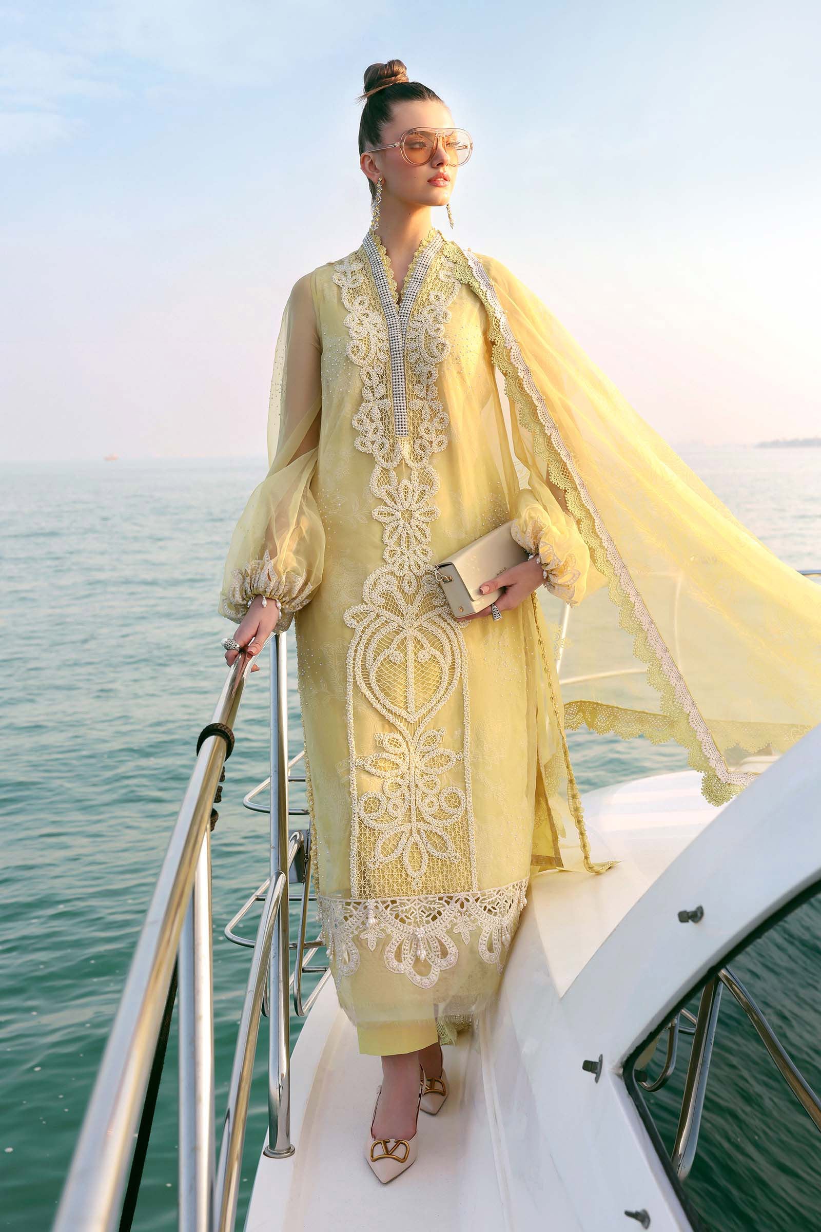 3 Piece Unstitched Embroidered Organza Suit