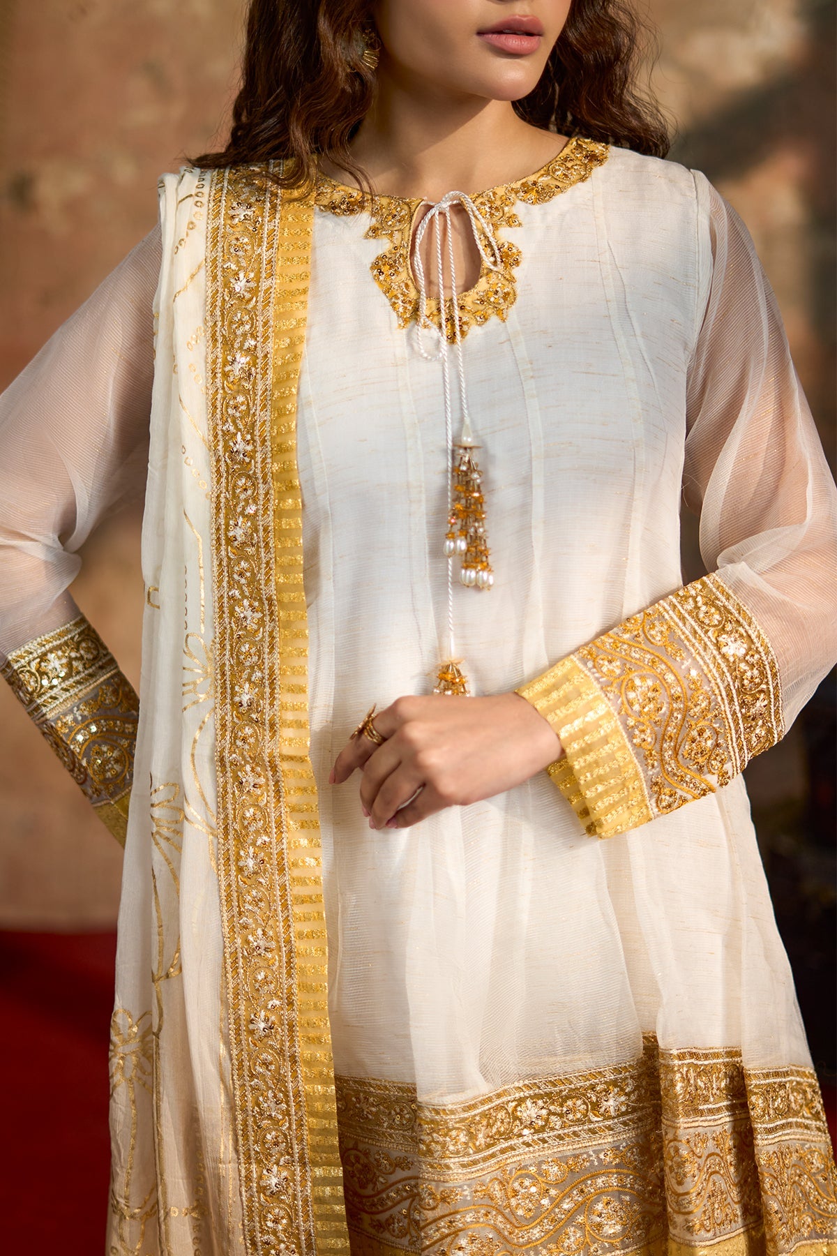 3-PC Embroidered Cotton Net Suit CMA-5-300
