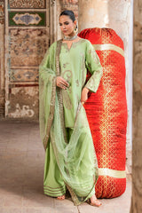 3-PC Embroidered Raw Silk CMA-6-413