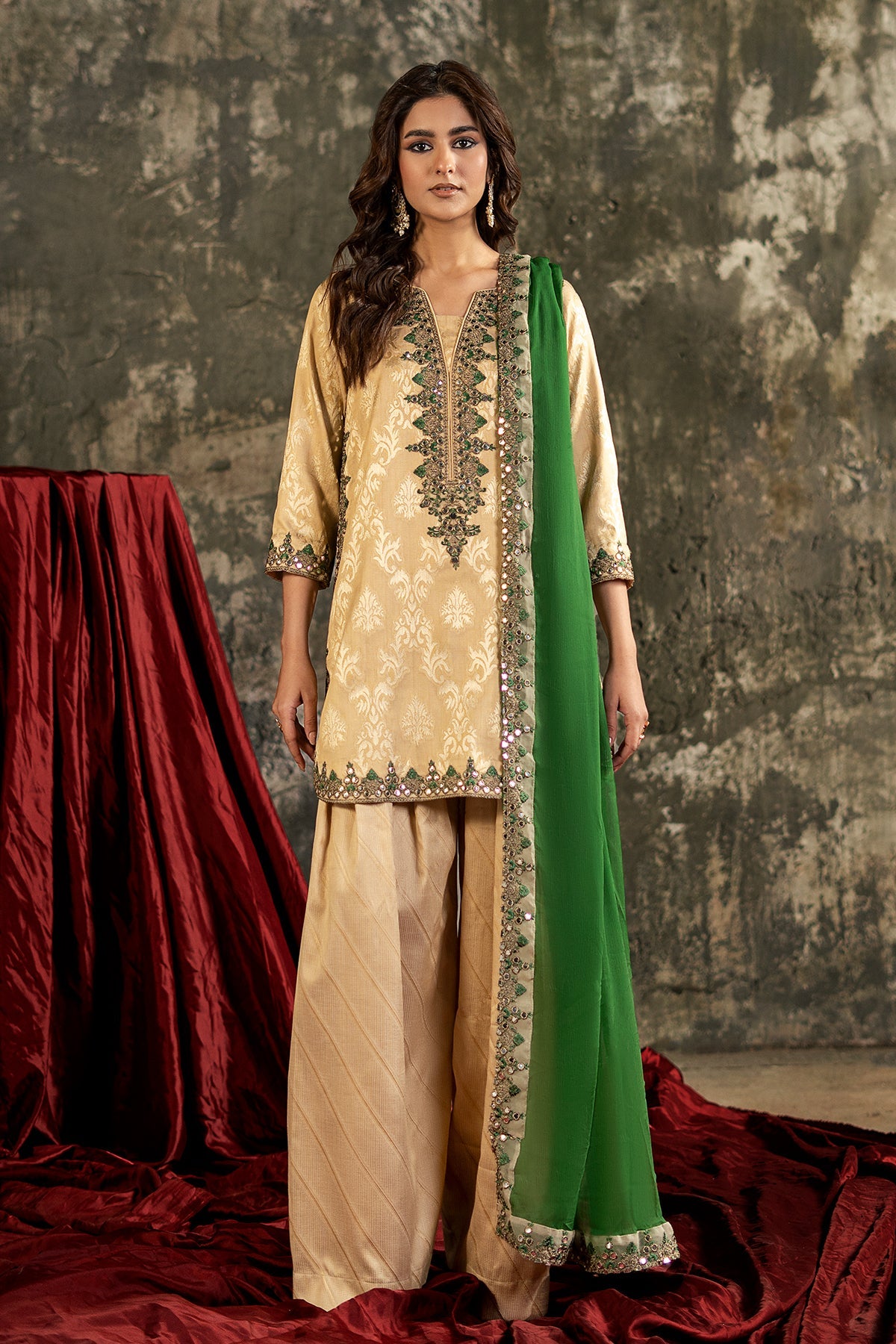 3-PC Embroidered  Jacquard CMA-6-278