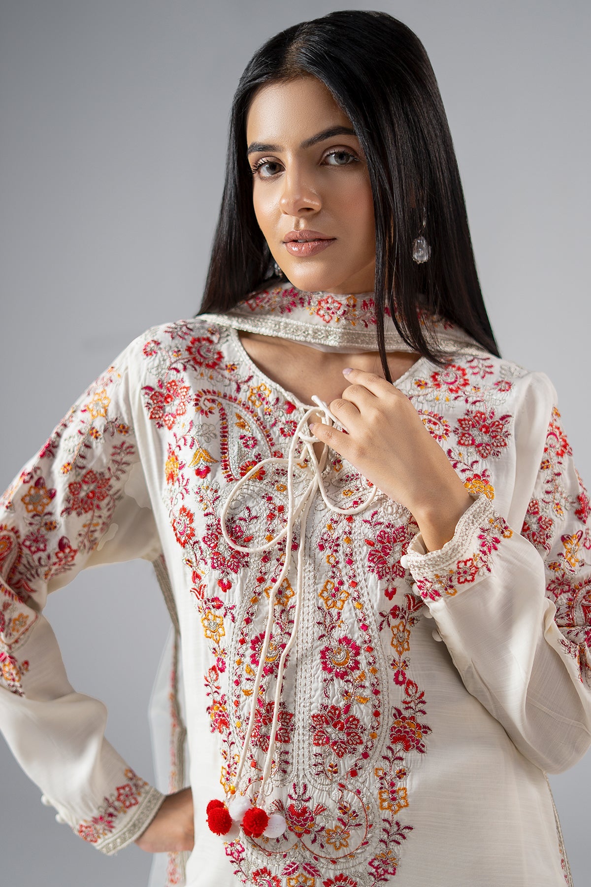 3-PC Embroidered Raw-Silk CMA-6-315