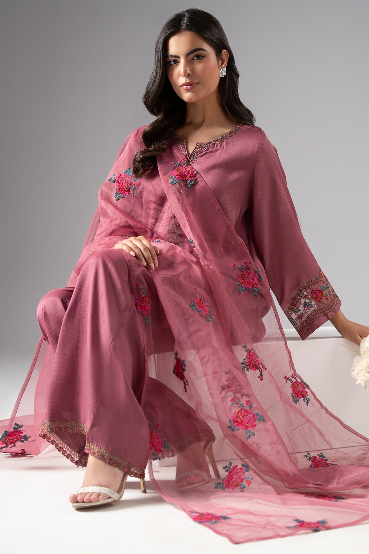 3-PC Embroidered Raw-Silk CMA-6-316