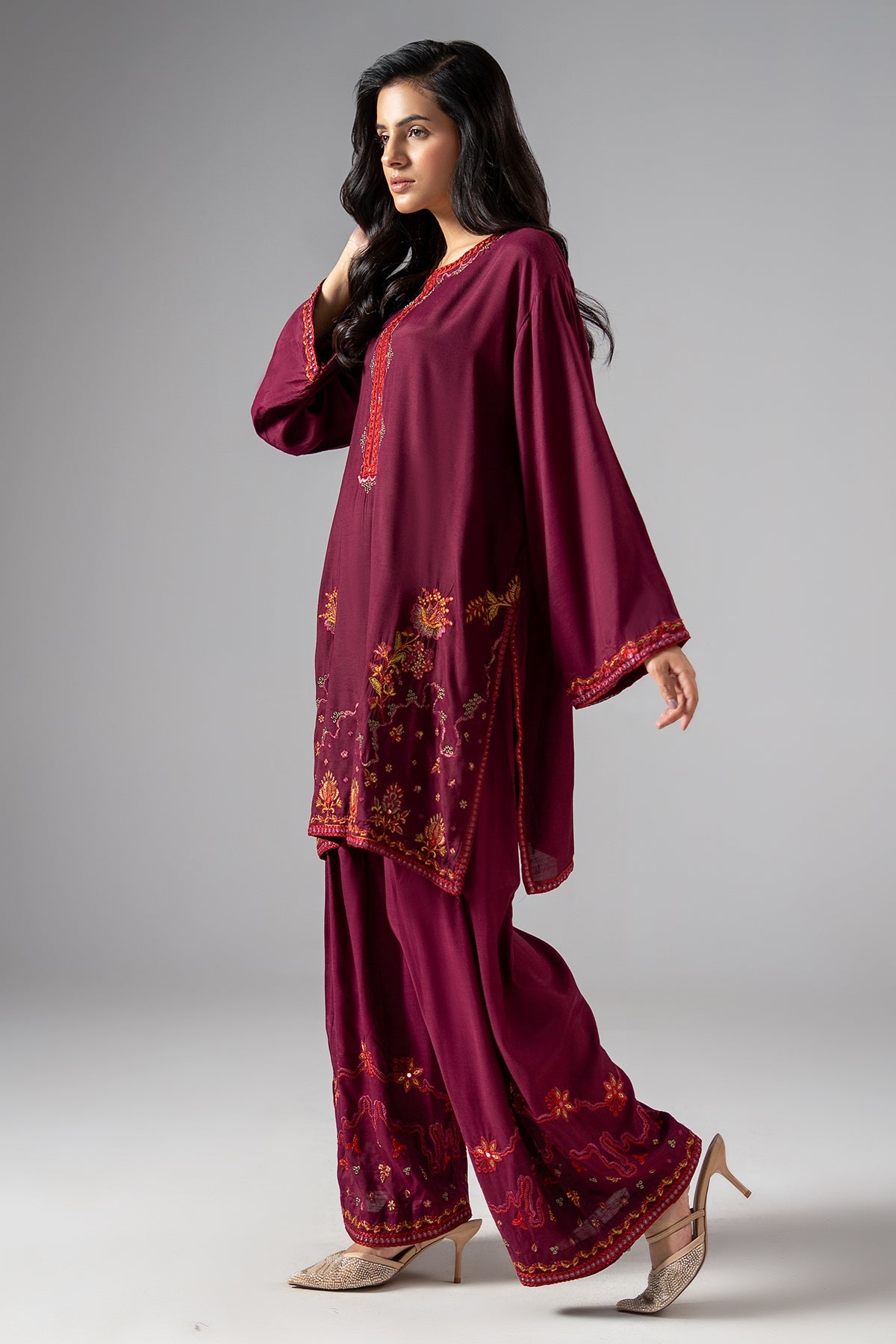 2-PC Embroidered Raw-Silk CMA-6-402
