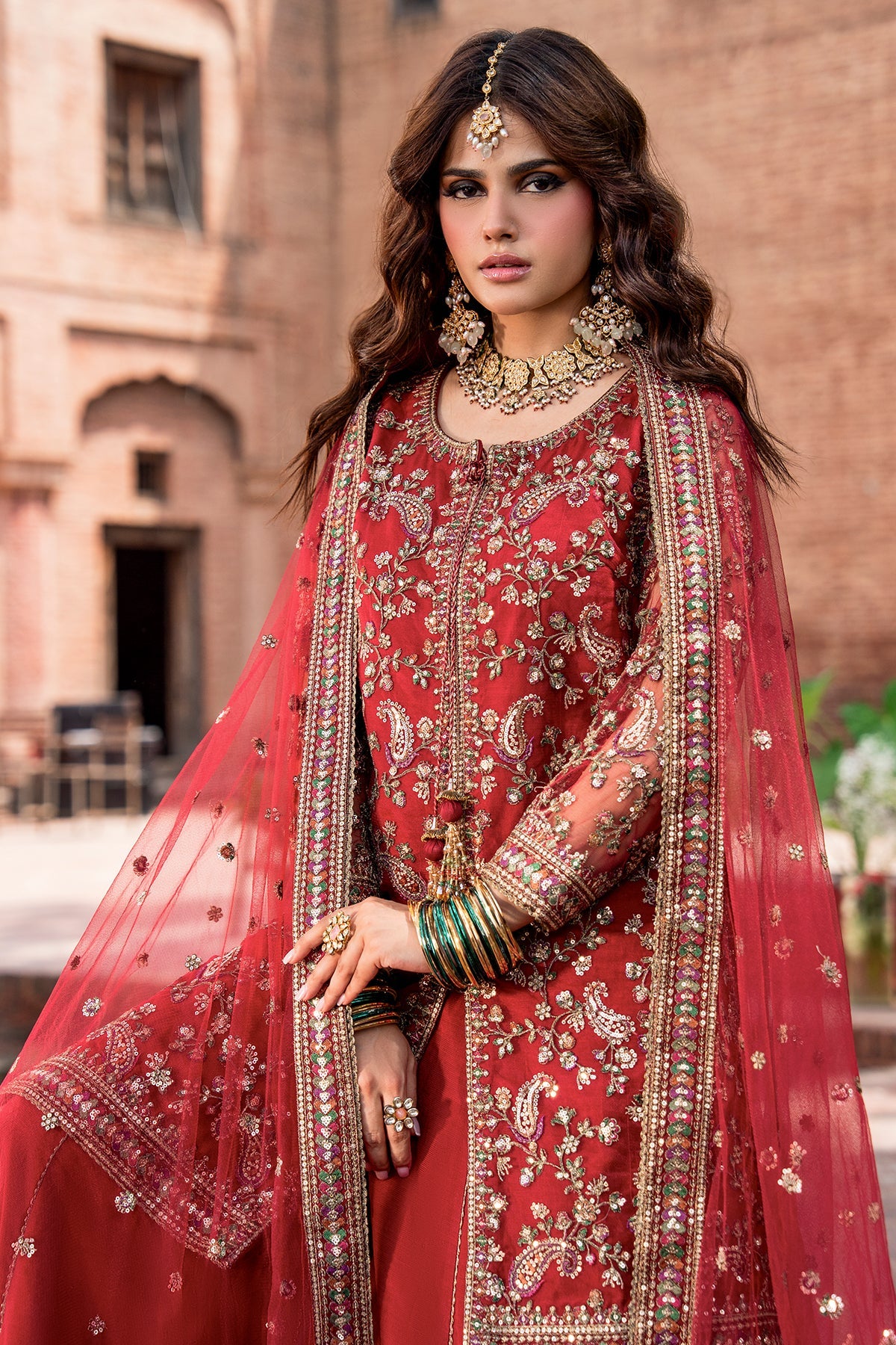 3-PC Embroidered  Raw Silk CMA-6-438
