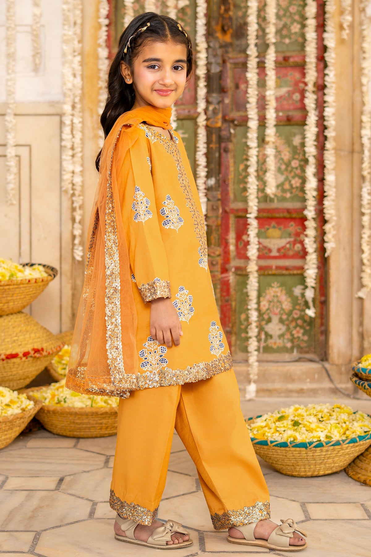 3-PC Embroidered Raw-Silk Suit CKP-6-374