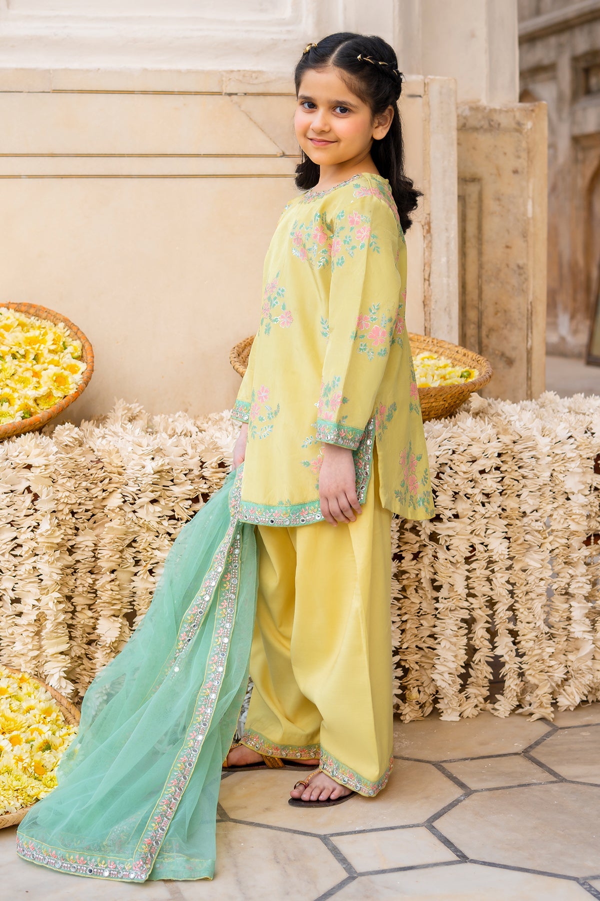 3-PC Embroidered Raw-Silk Suit CKP-6-376