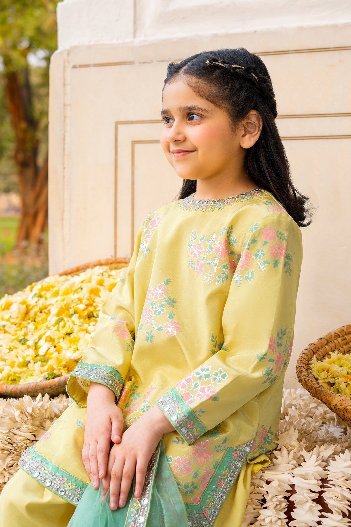 3-PC Embroidered Raw-Silk Suit CKP-6-376