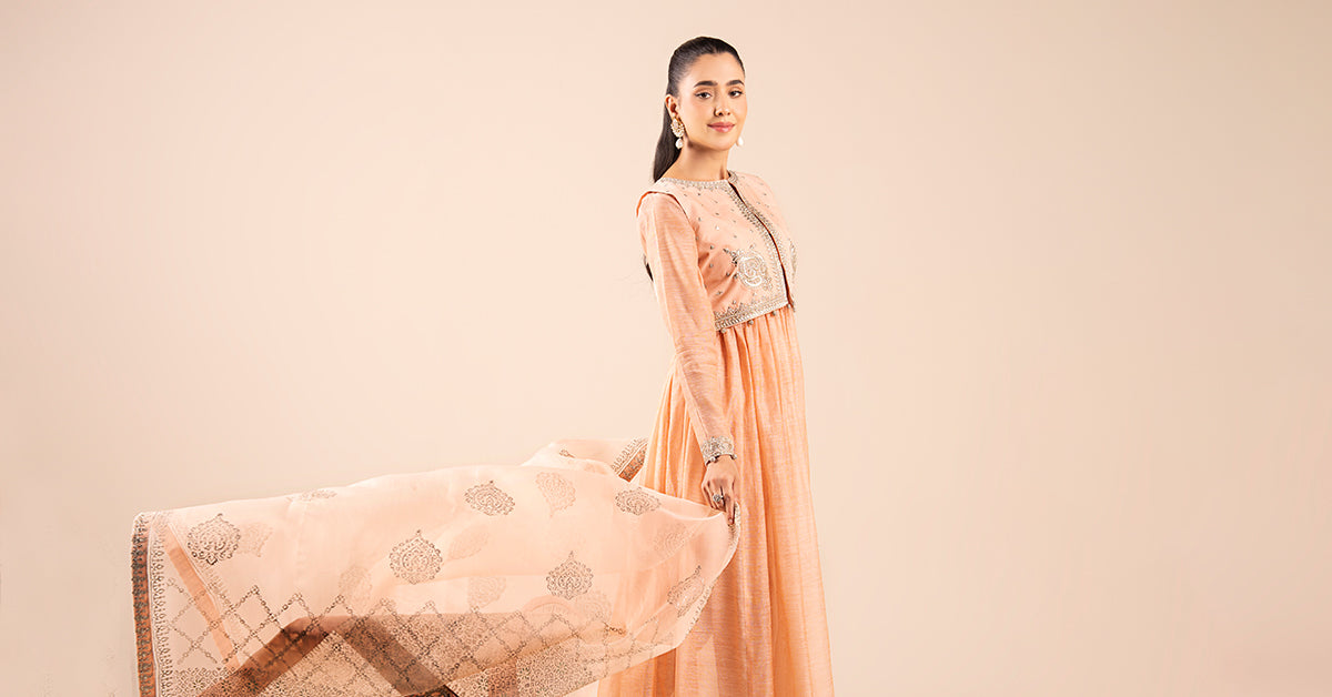3 Piece Embroidered Paper Cotton Suit