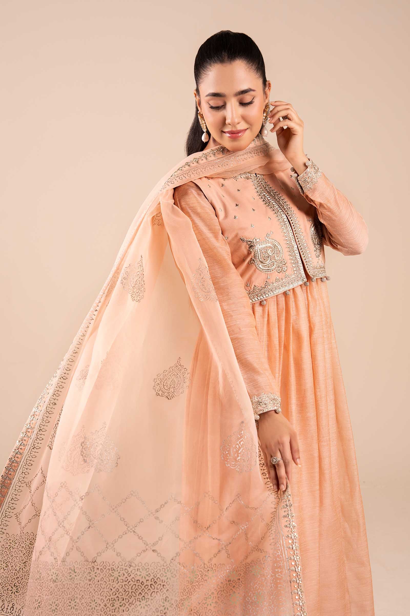 3 Piece Embroidered Paper Cotton Suit