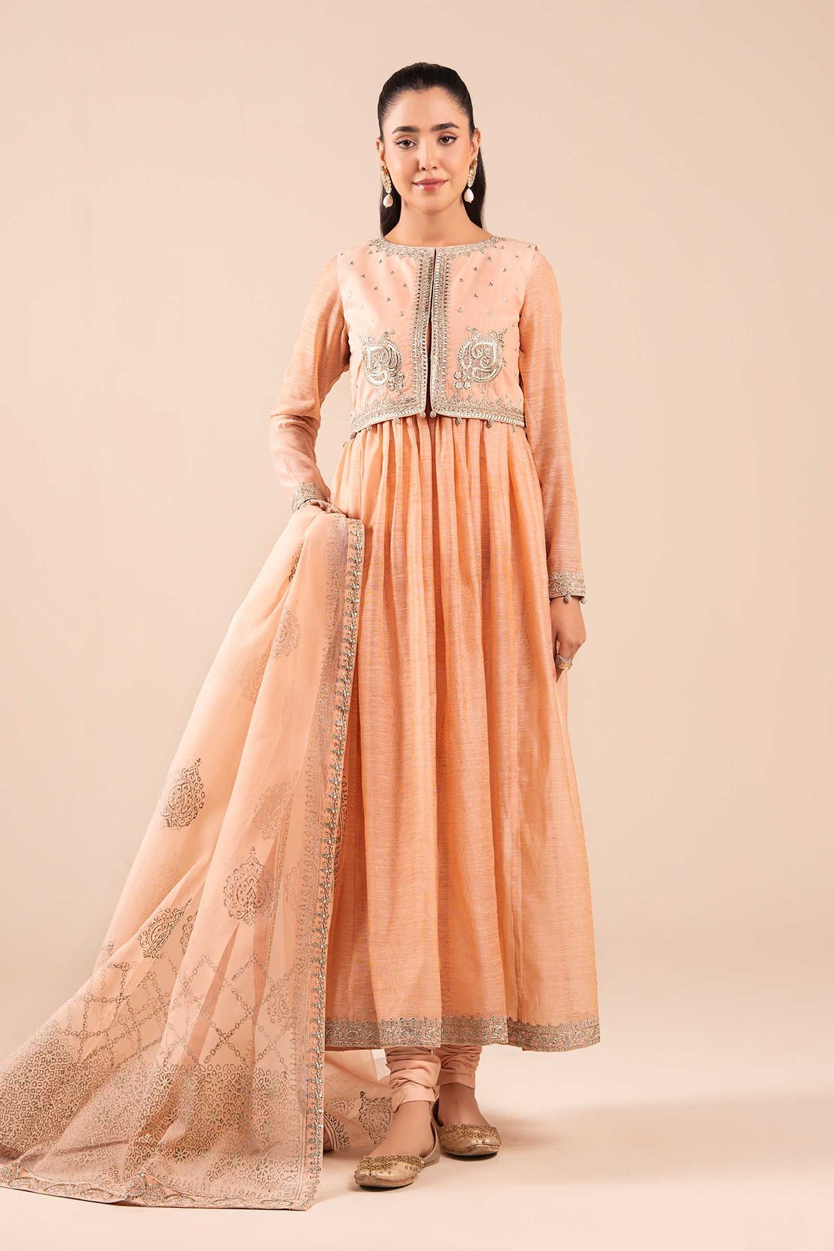 3 Piece Embroidered Paper Cotton Suit