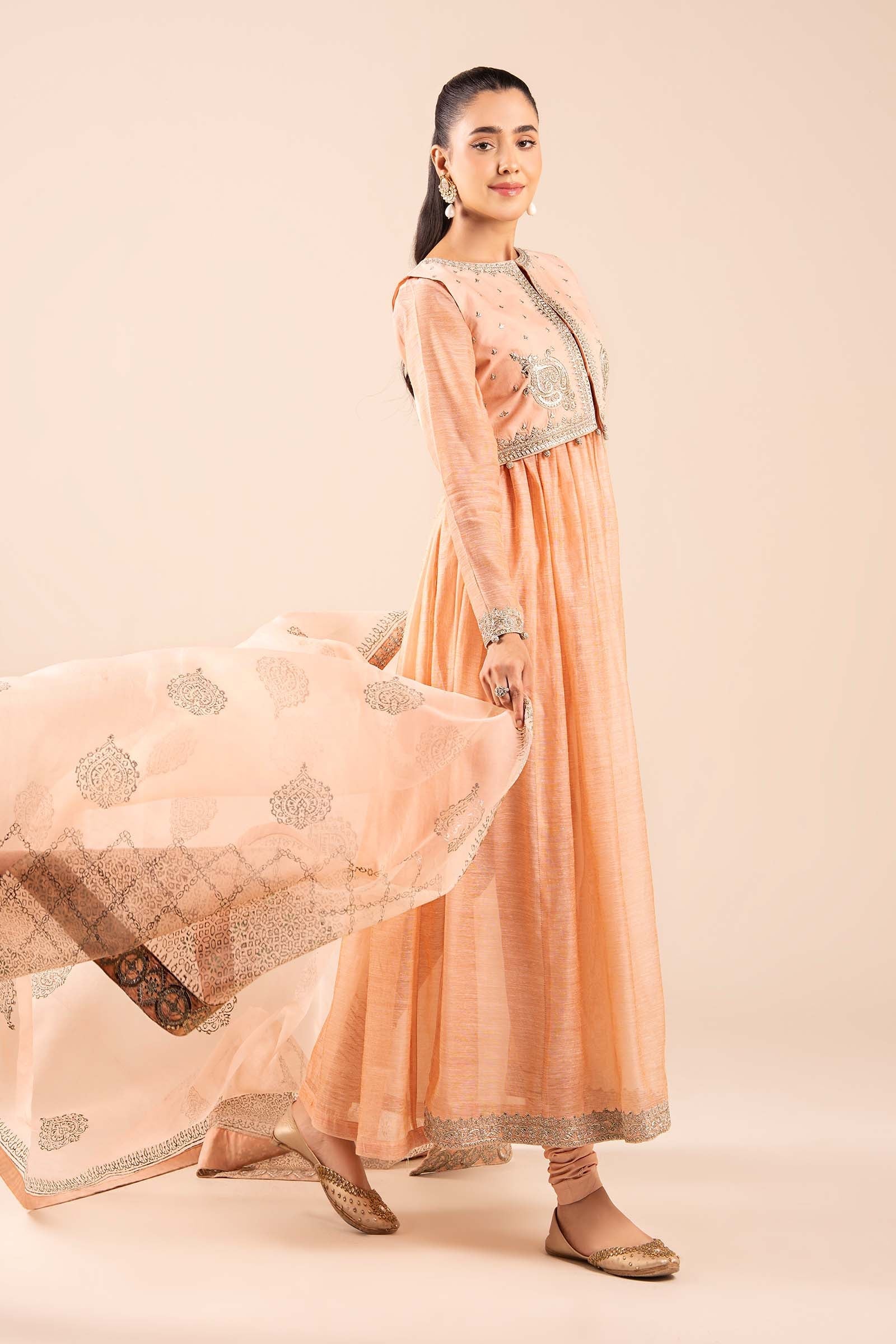 3 Piece Embroidered Paper Cotton Suit