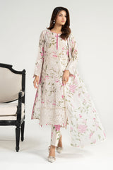 3 Piece Embroidered Paper Cotton Suit