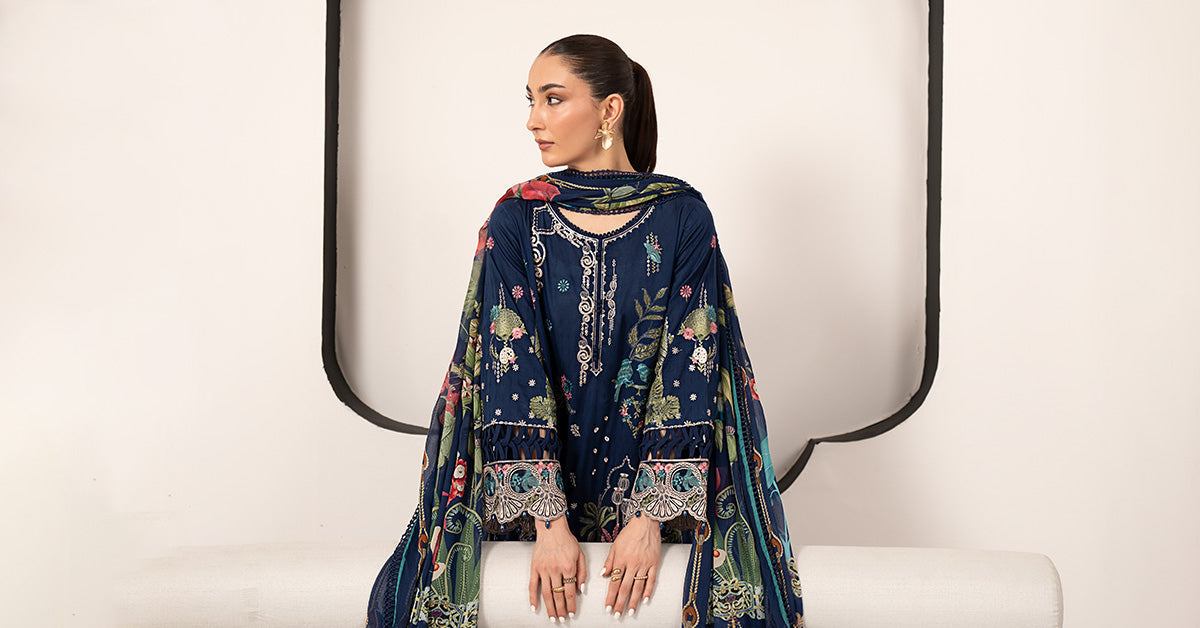 3 Piece Embroidered Dobby Lawn Suit