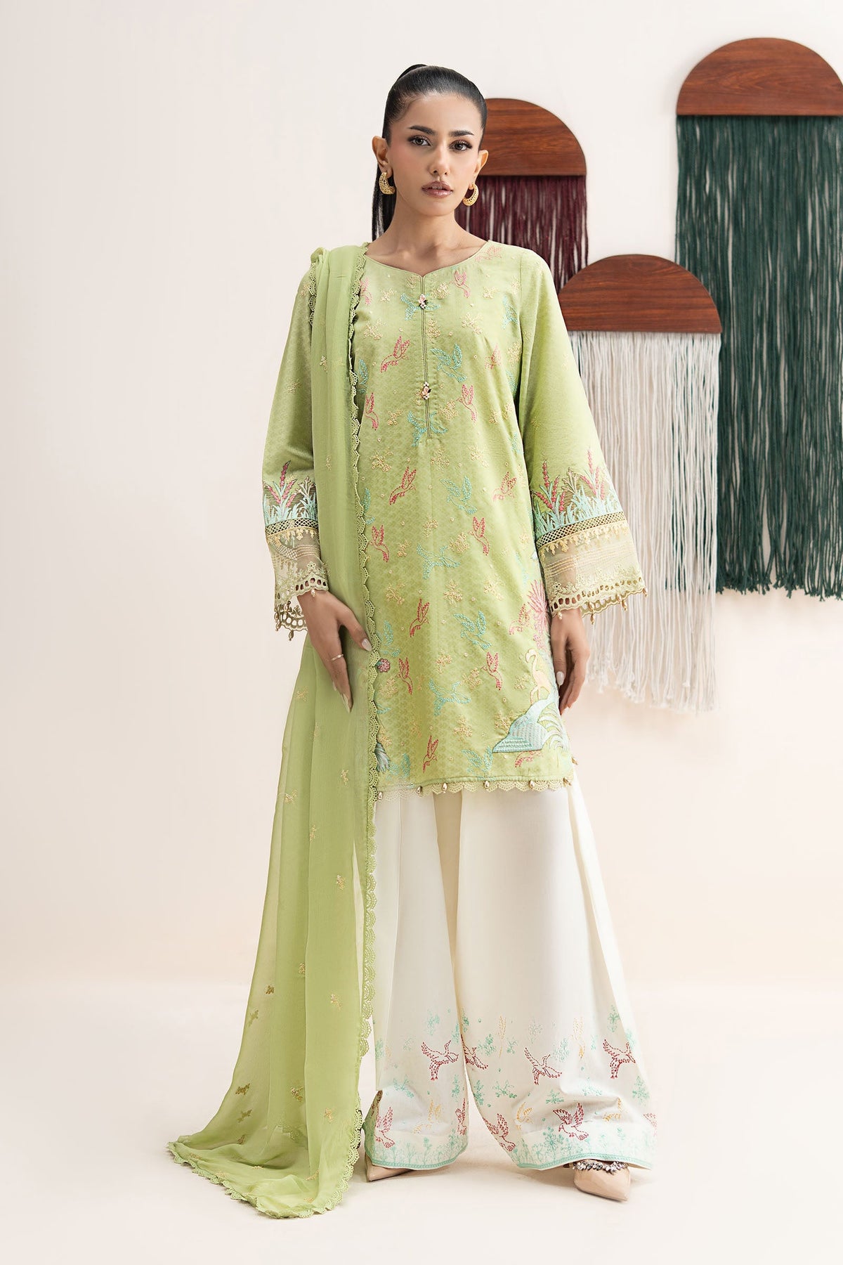 3 Piece Embroidered Dobby Lawn Suit
