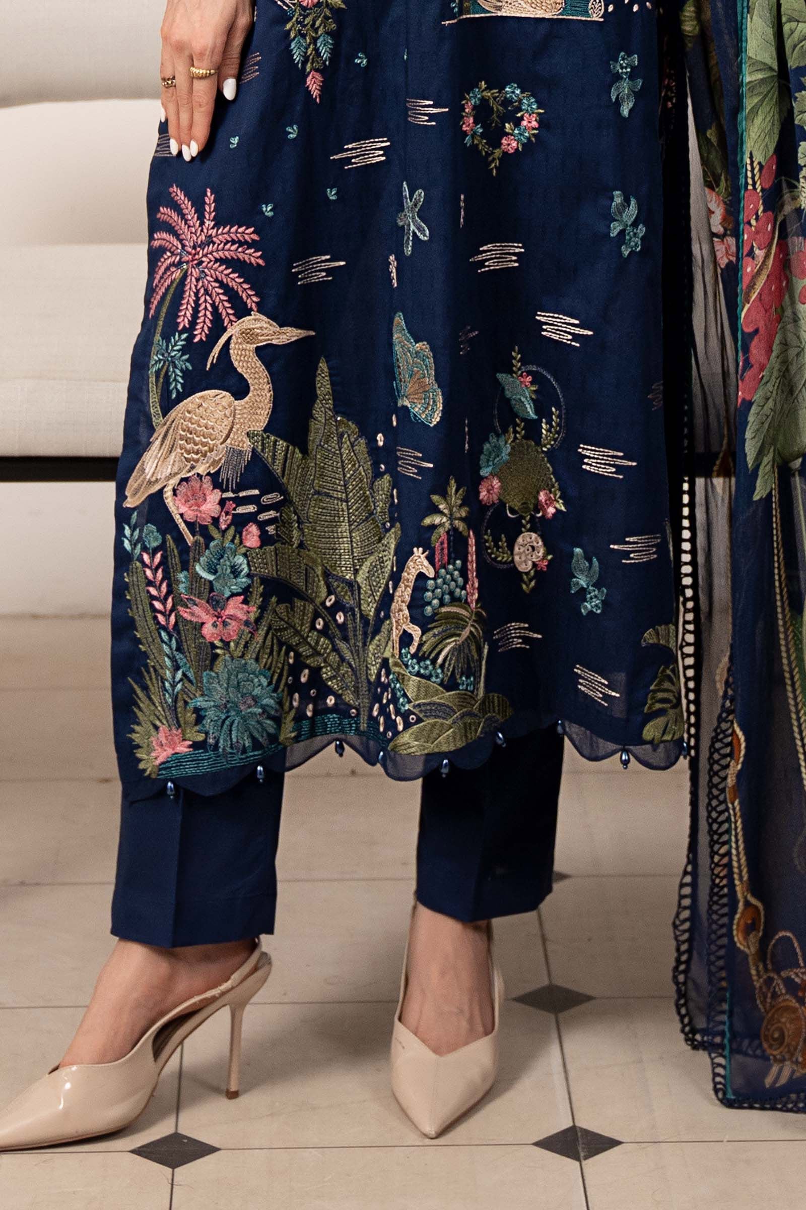 3 Piece Embroidered Dobby Lawn Suit