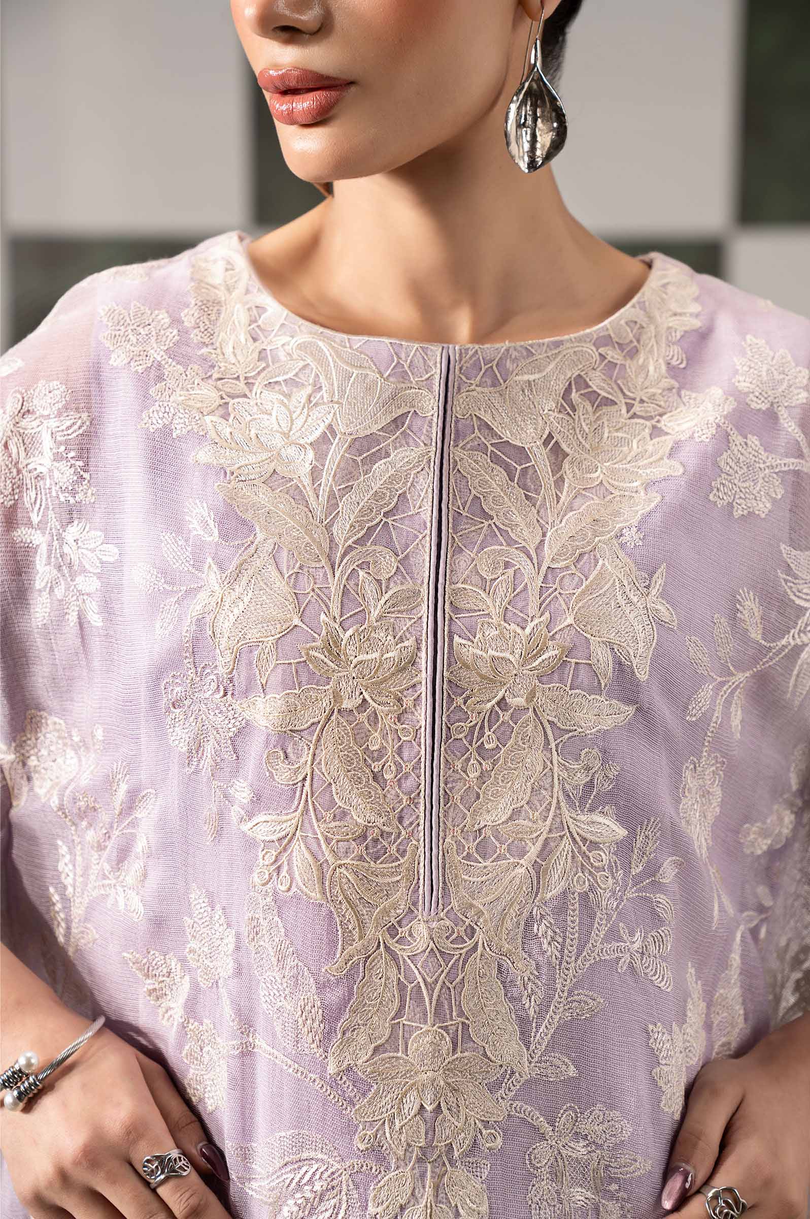 3 Piece Embroidered Cotton Net Suit