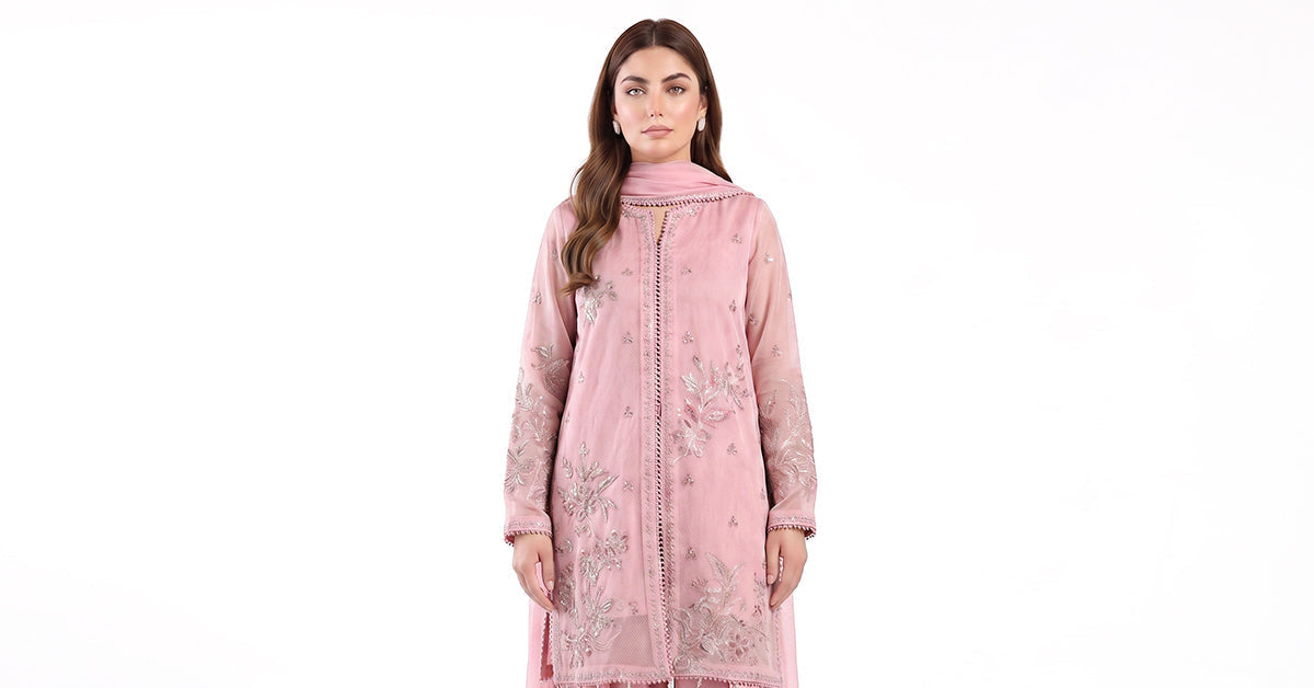 3 Piece Embroidered Cotton Net Suit