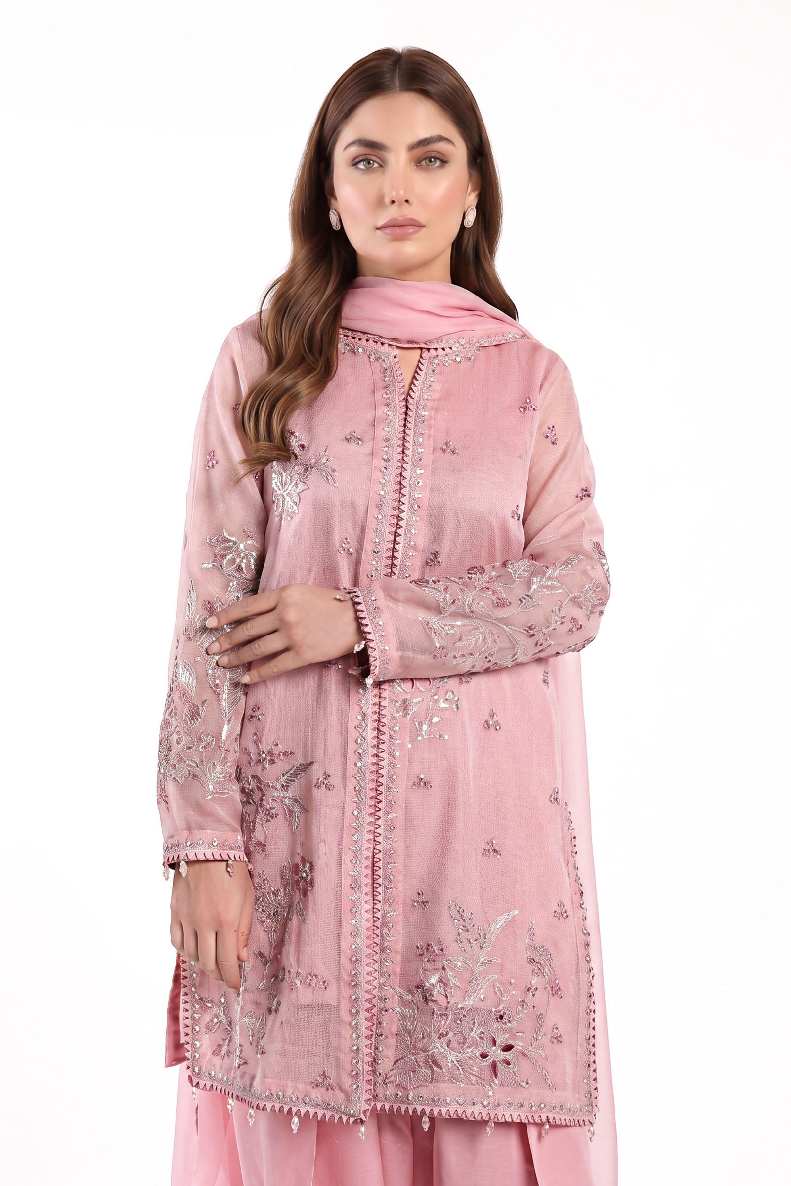 3 Piece Embroidered Cotton Net Suit