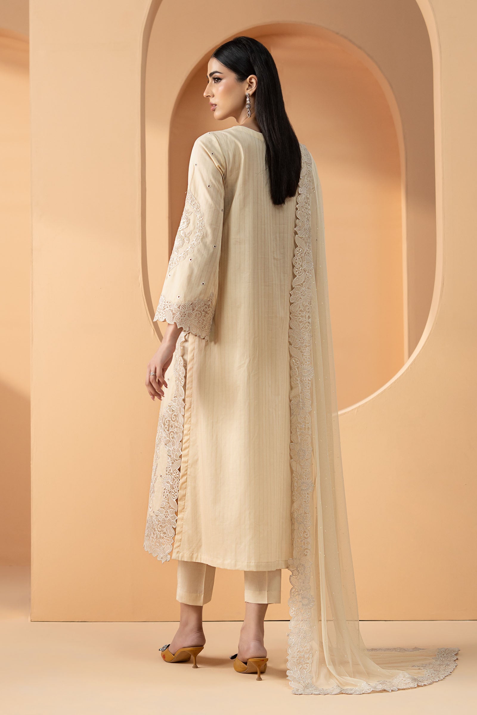 3 Piece Embroidered Dobby Lawn Suit