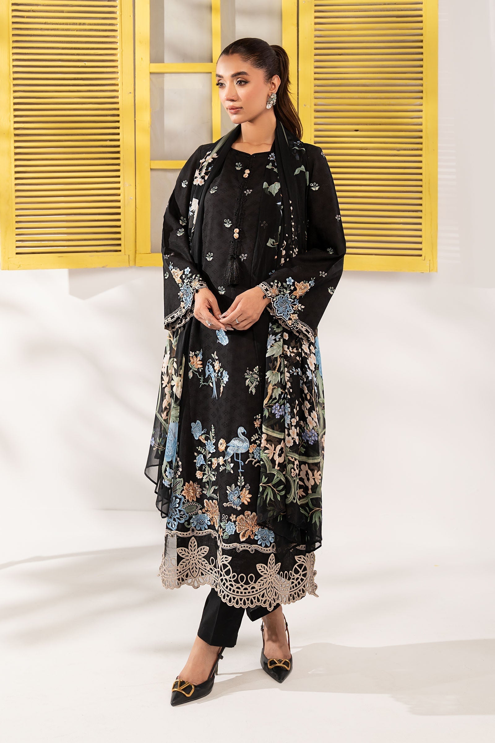 3 Piece Embroidered Dobby Lawn Suit