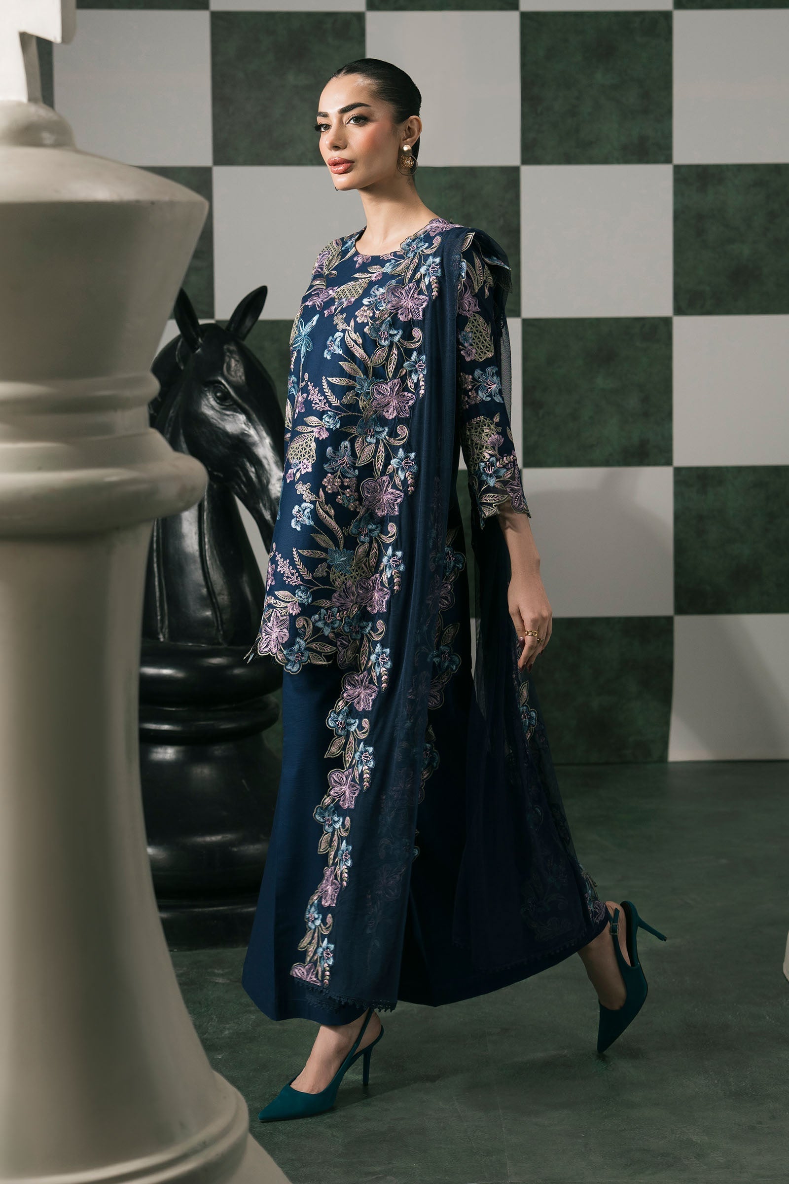 3 Piece Embroidered Dobby Lawn Suit