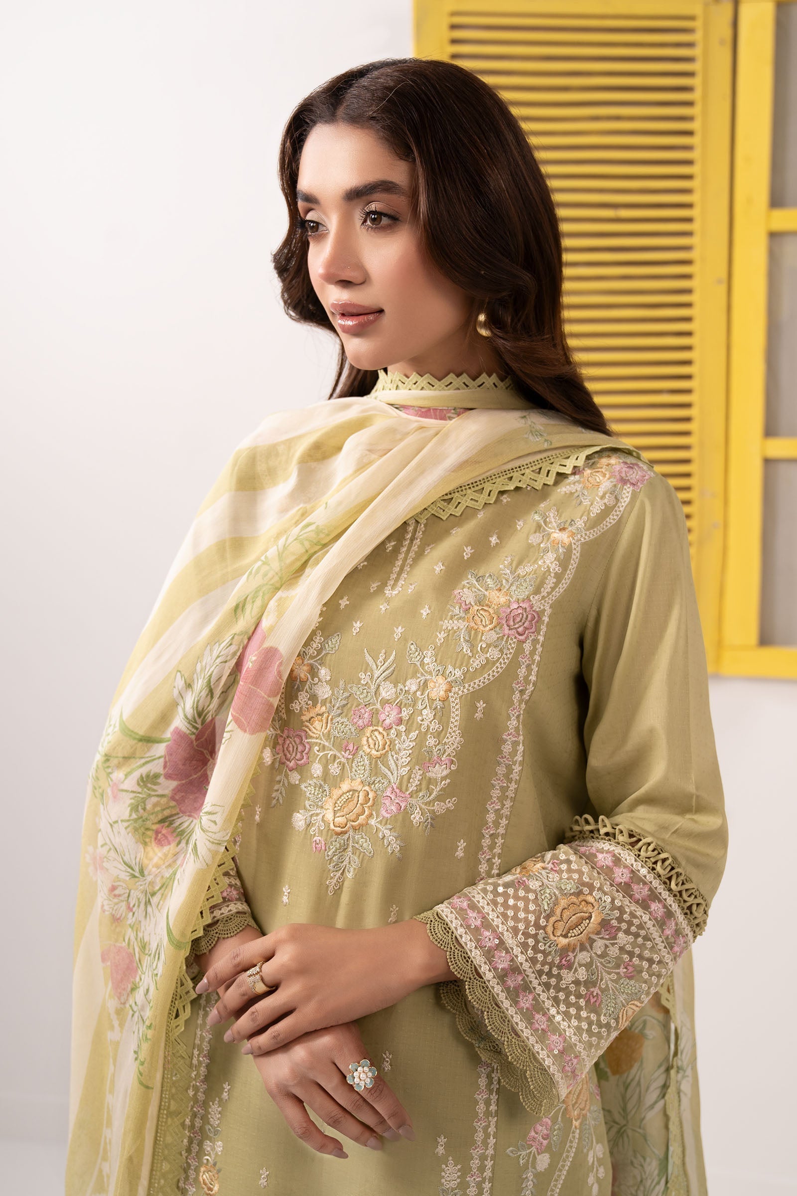 3 Piece Embroidered Dobby Lawn Suit