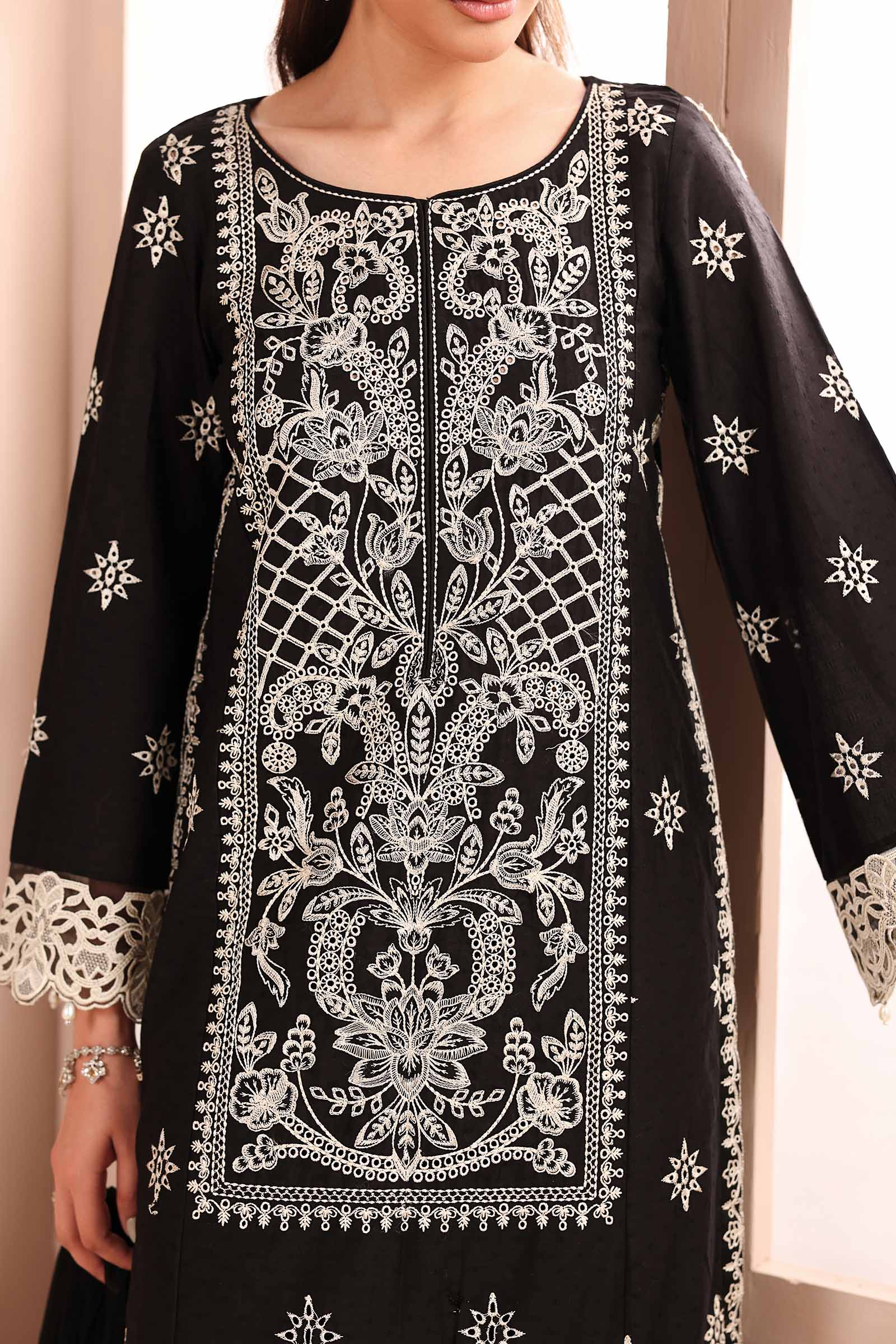 3 Piece Embroidered Dobby Suit