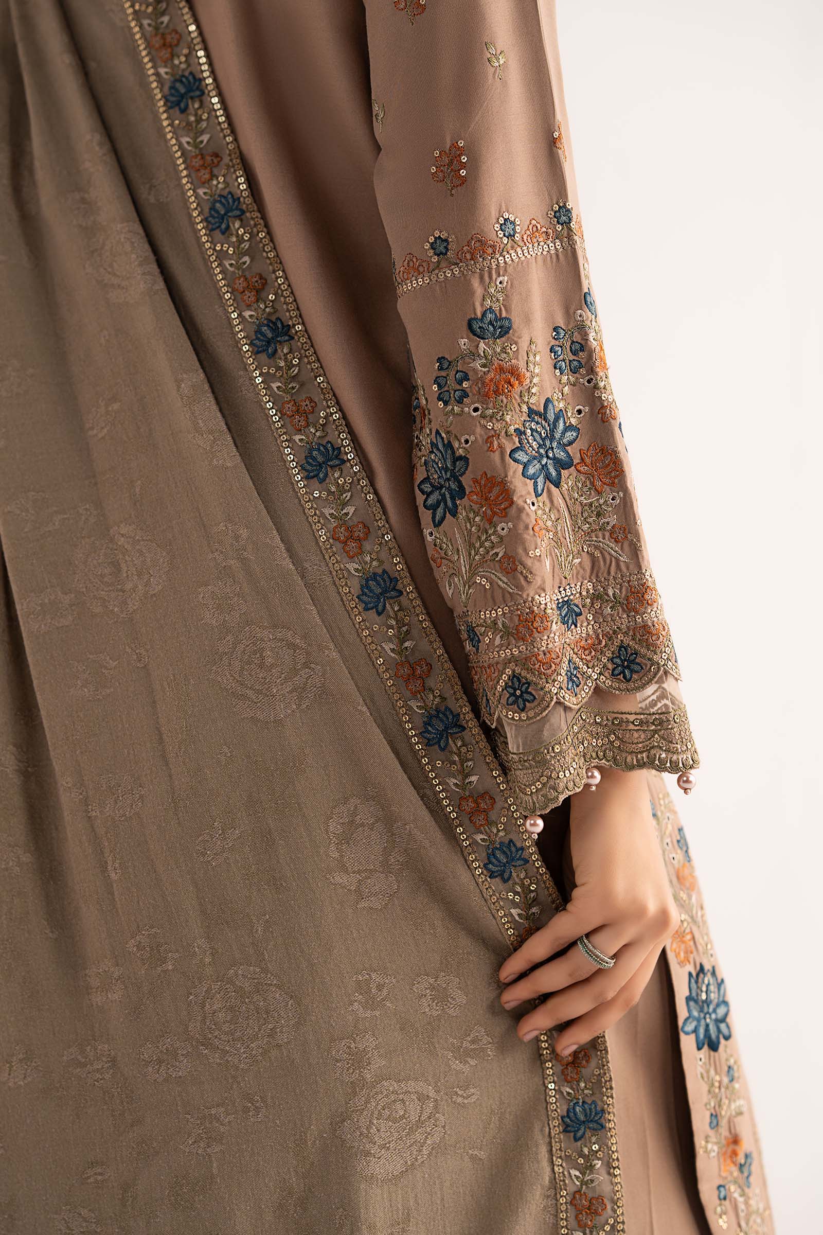 3 Piece Embroidered Linen Suit