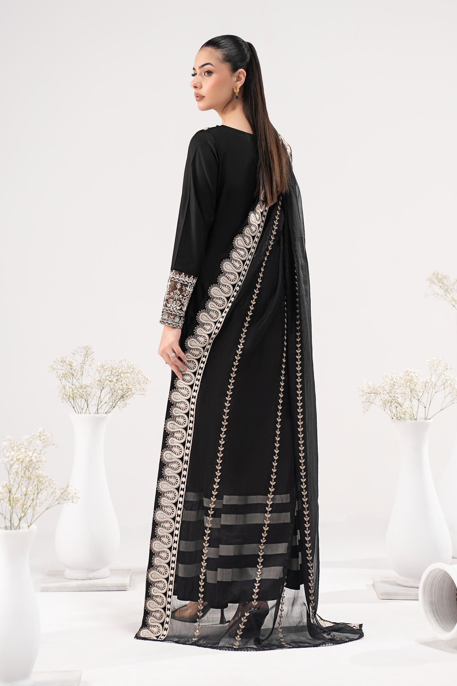 3 Piece Embroidered Linen Suit