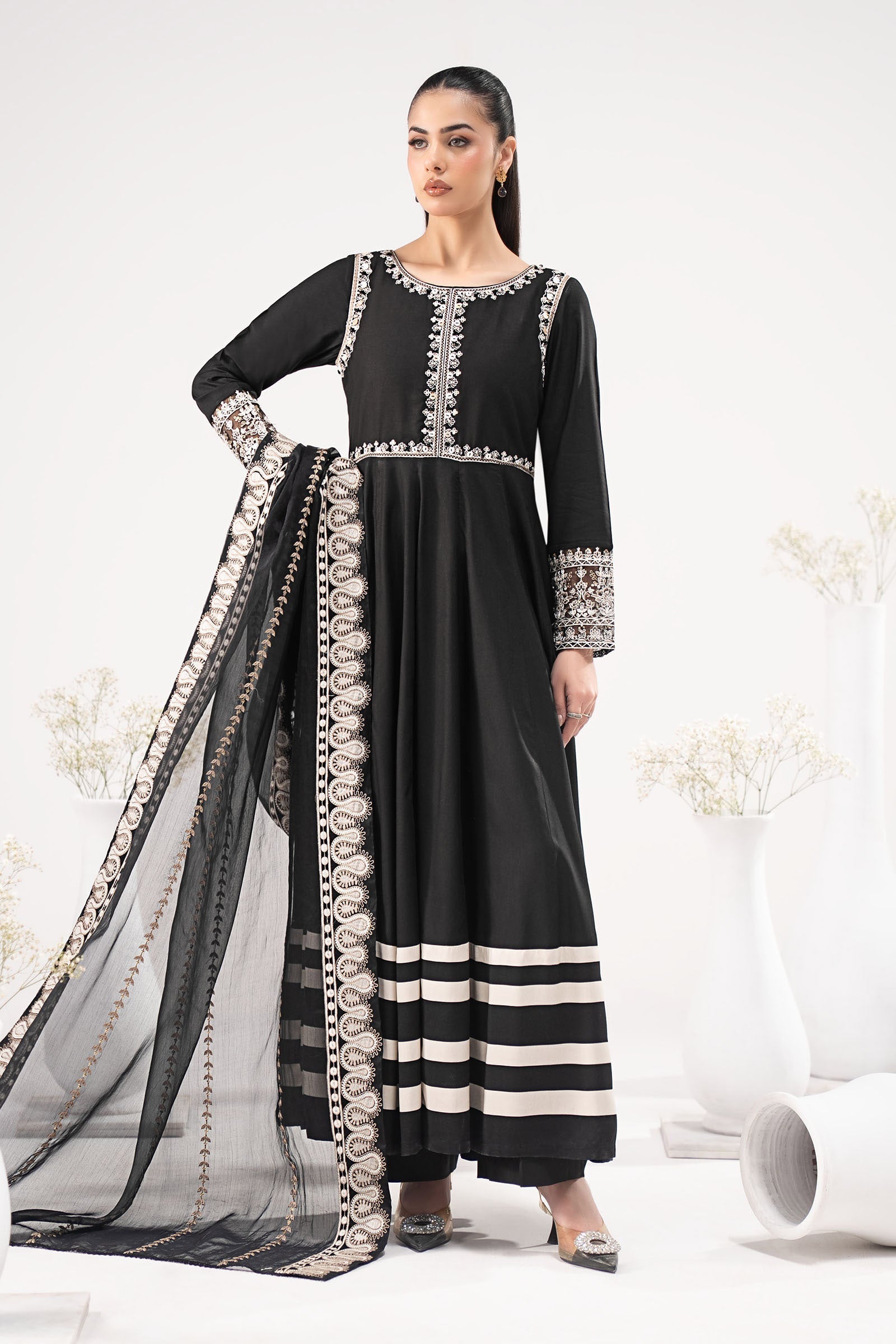3 Piece Embroidered Linen Suit
