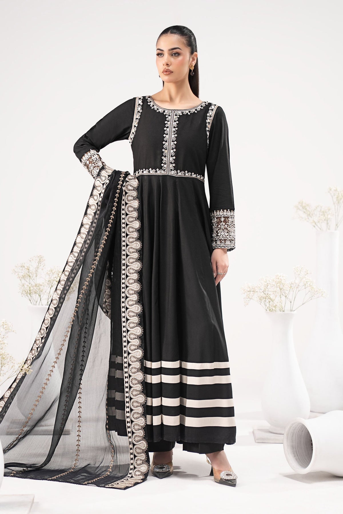 3 Piece Embroidered Linen Suit