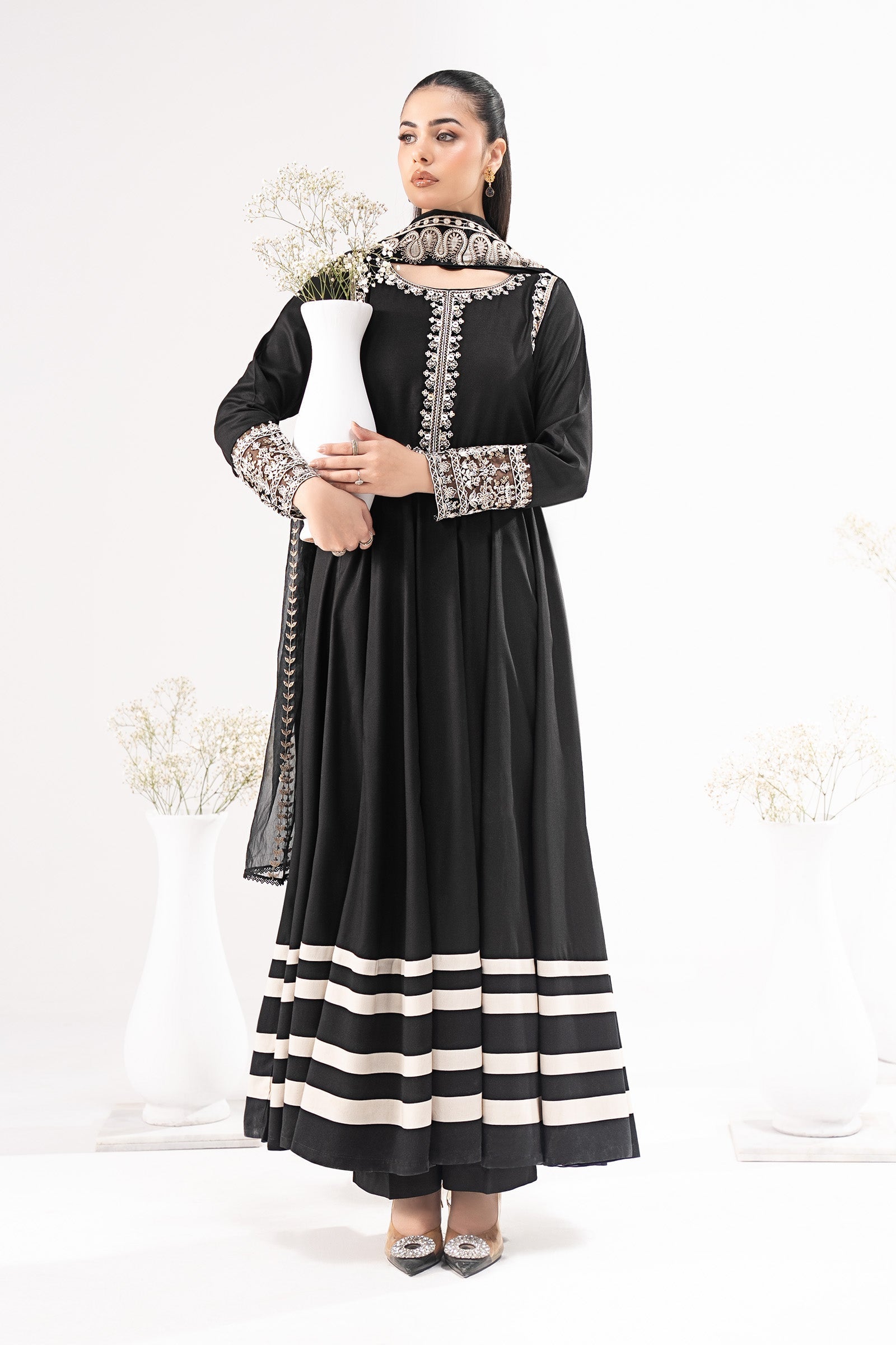 3 Piece Embroidered Linen Suit