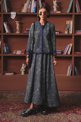 Embroidered Pk Raw Silk Skirt Set