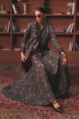 Embroidered Pk Raw Silk Skirt Set