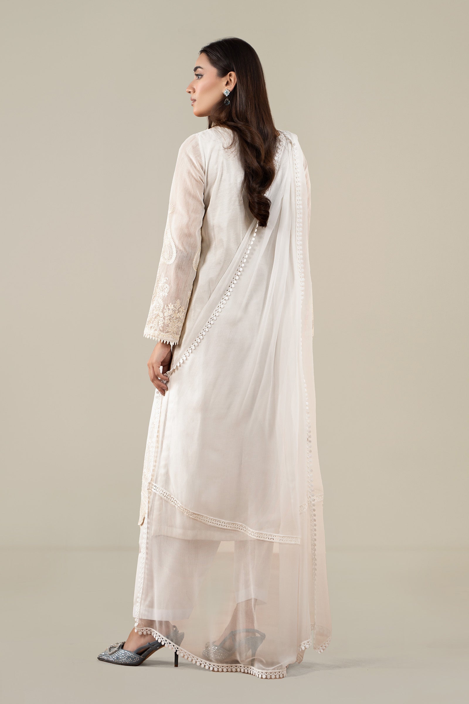 3 Piece Embroidered Paper Cotton Suit