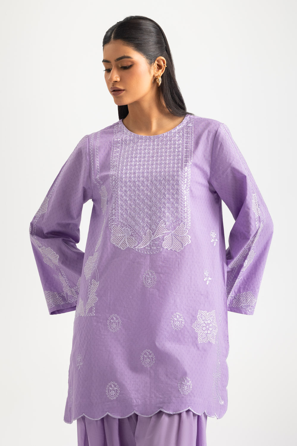 Dobby Embroidered Shirt And Dyed Trouser