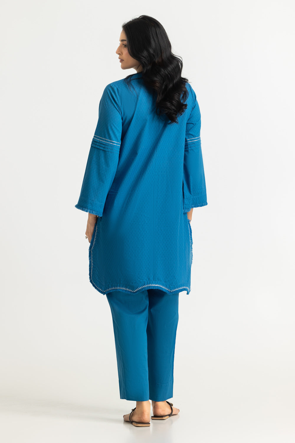 Dobby Embroidered Shirt And Dyed Trouser
