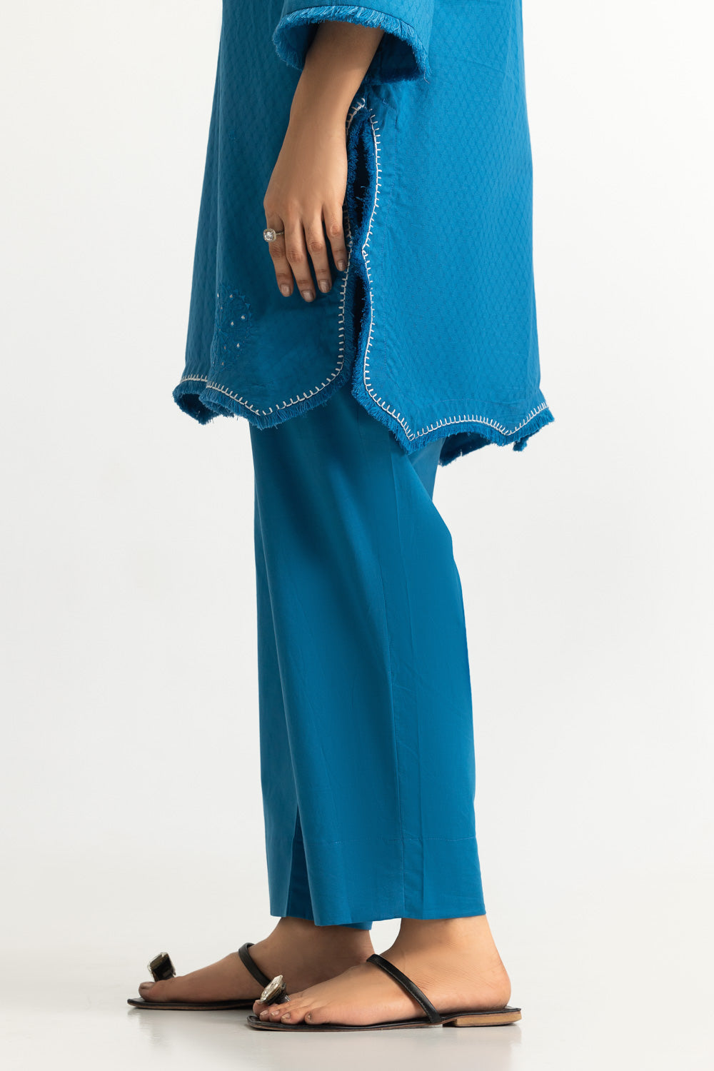 Dobby Embroidered Shirt And Dyed Trouser