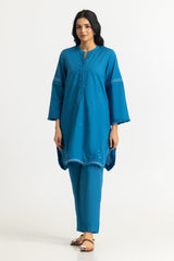 Dobby Embroidered Shirt And Dyed Trouser