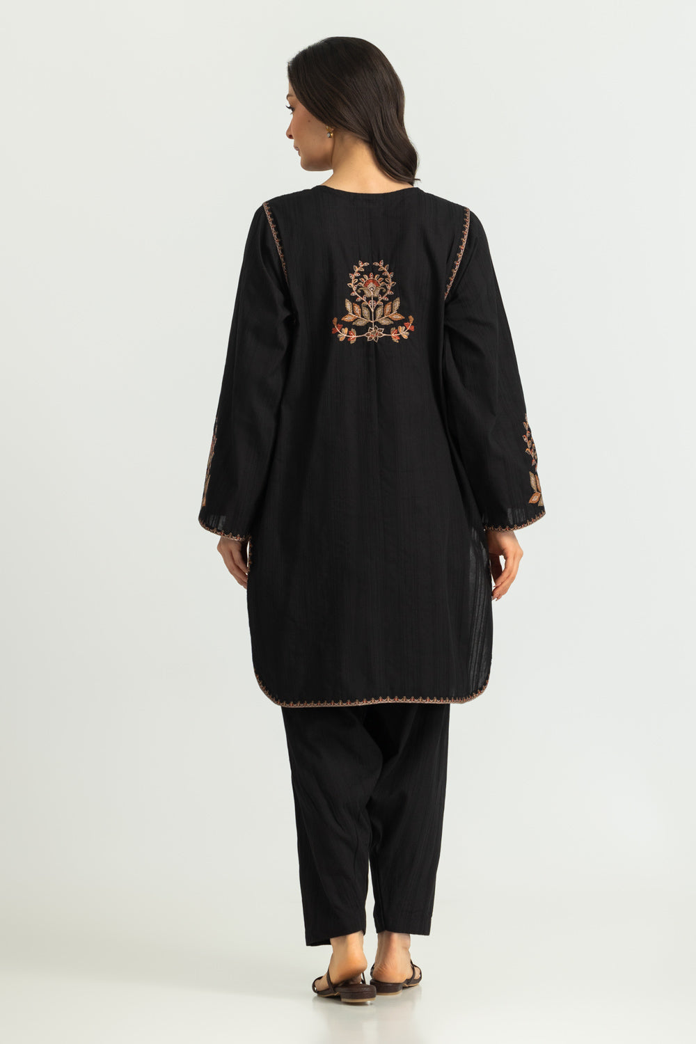 Dobby Embroidered Shirt And Dyed Trouser