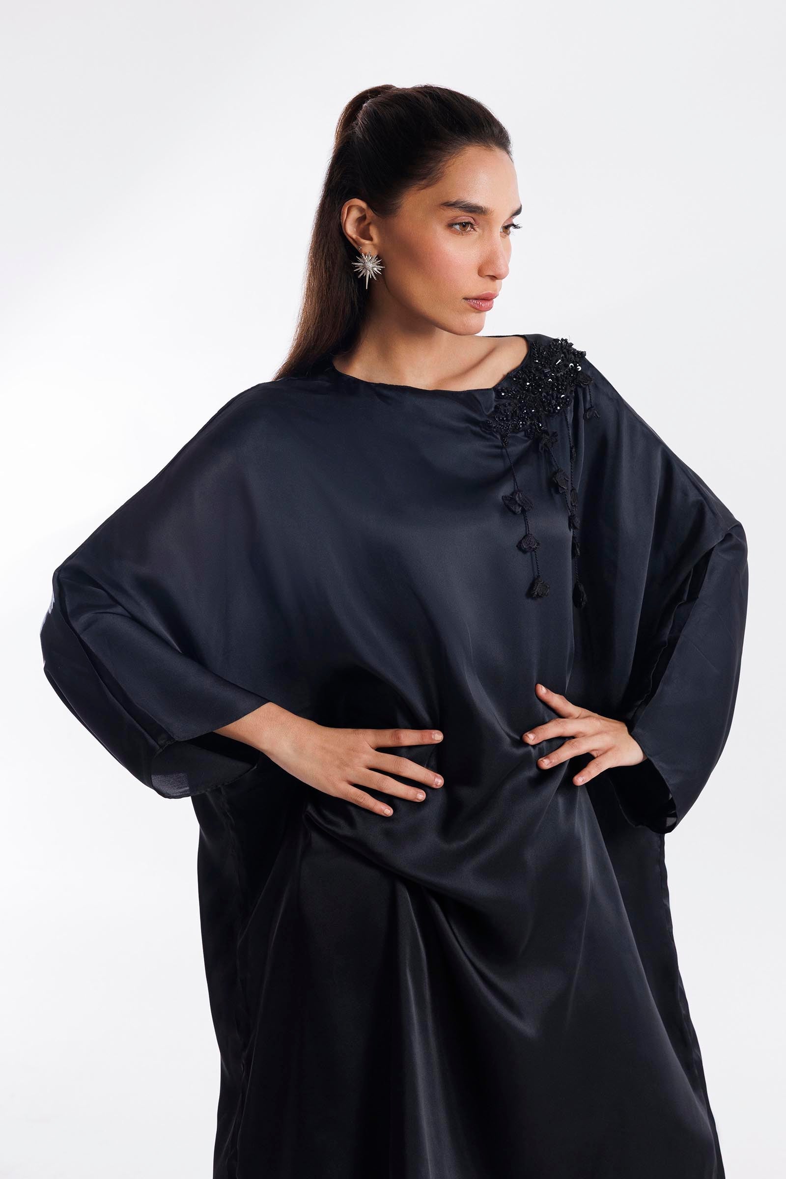 Stitched Dyed Satin Shirt + Culotte