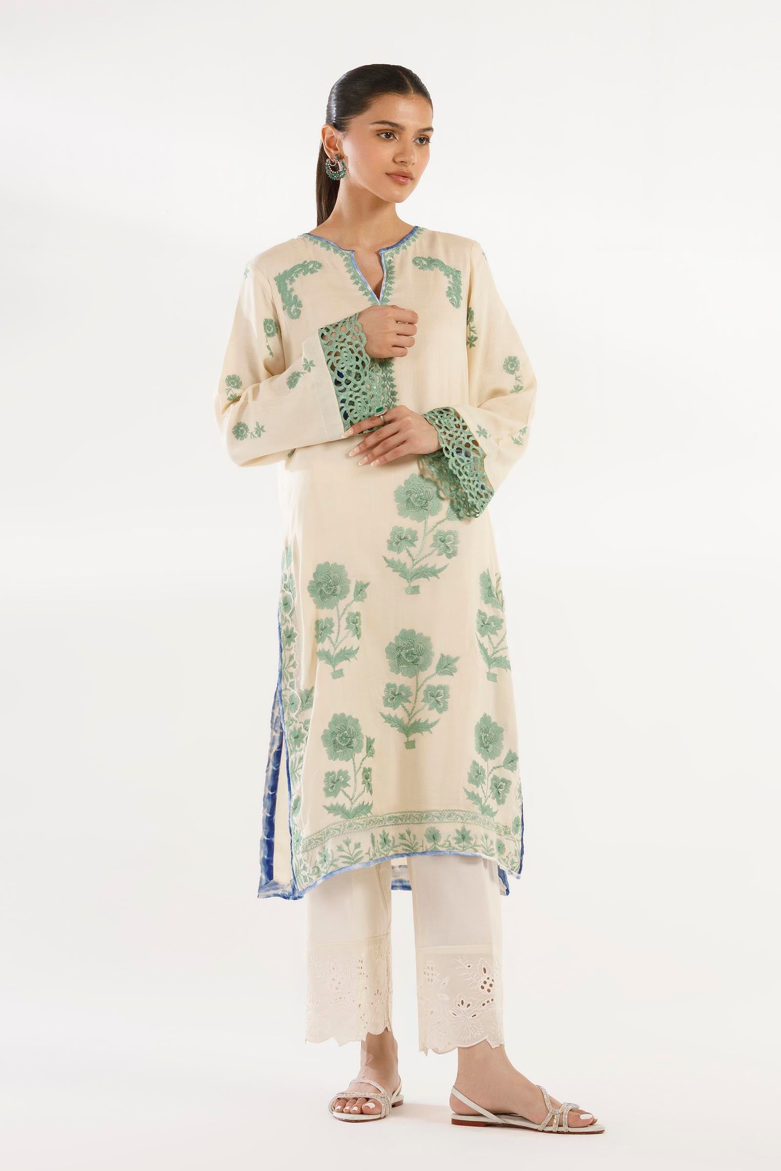 Stitched Embroidered Linen Shirt