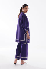 Stitched Embroidered Khaddar Shirt + Culotte