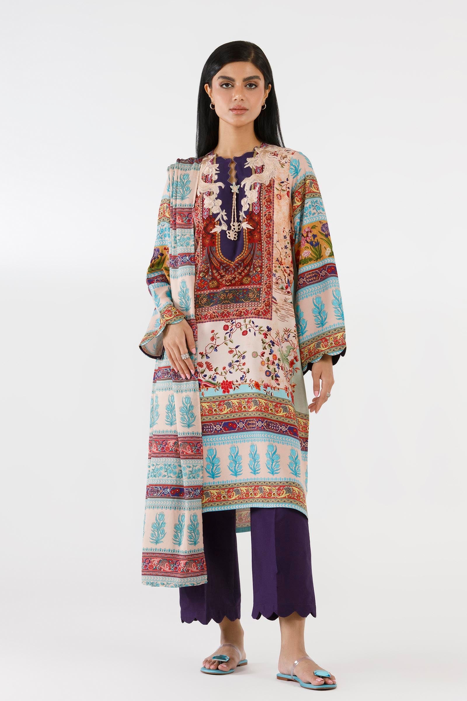 Stitched Printed Linen Suit
