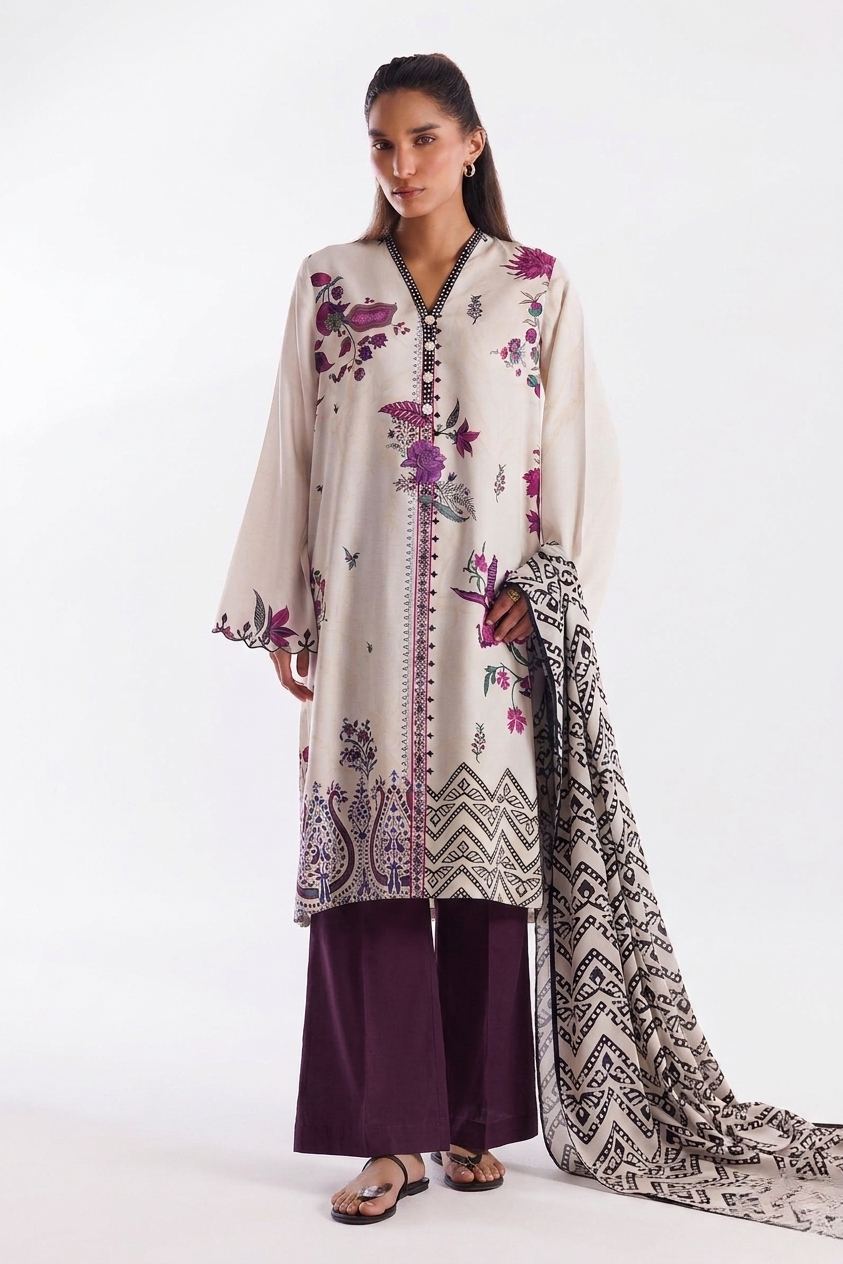 Stitched Mahay Printed Linen Suit