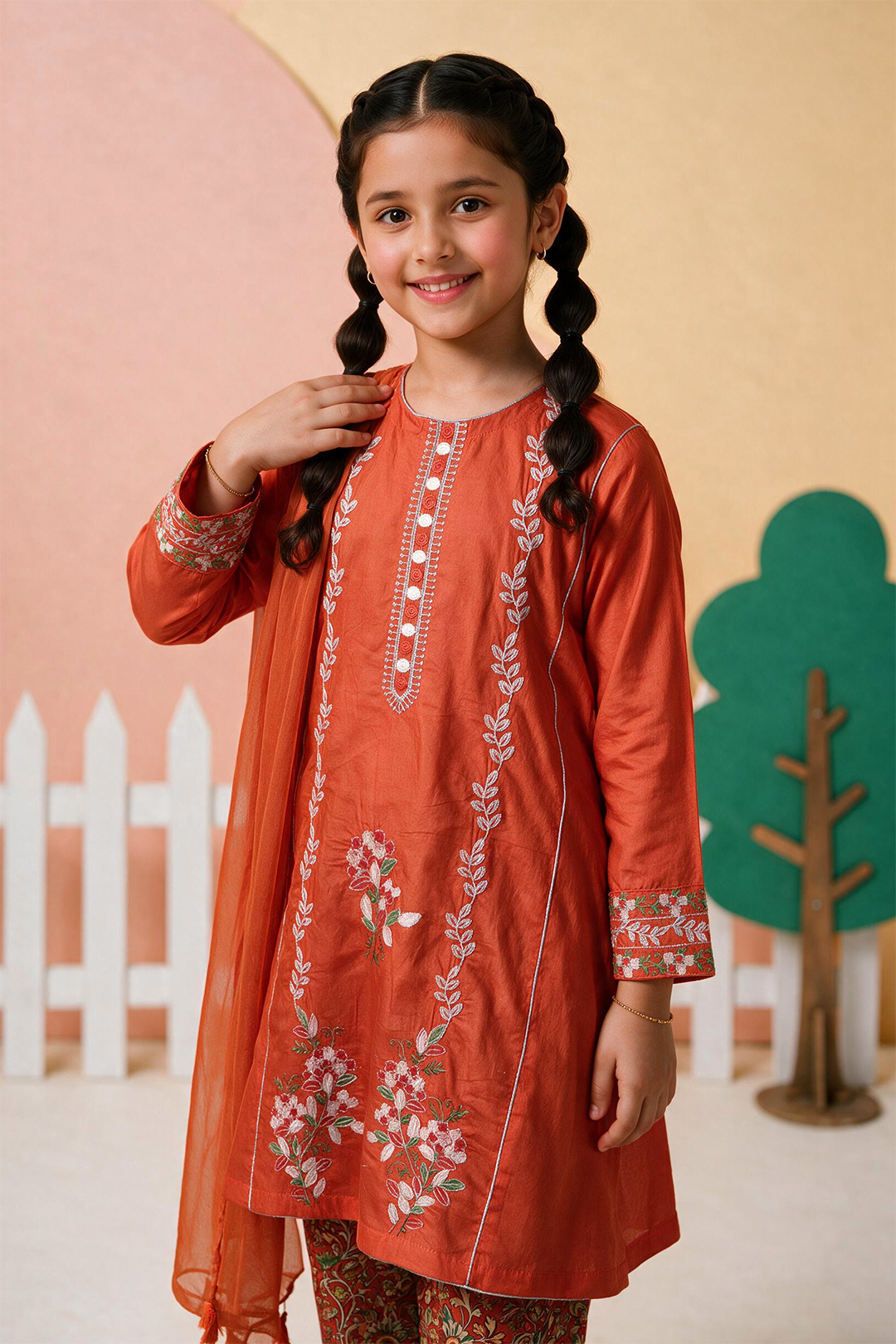 Embroidered Kurta Dupatta Trouser - 3428