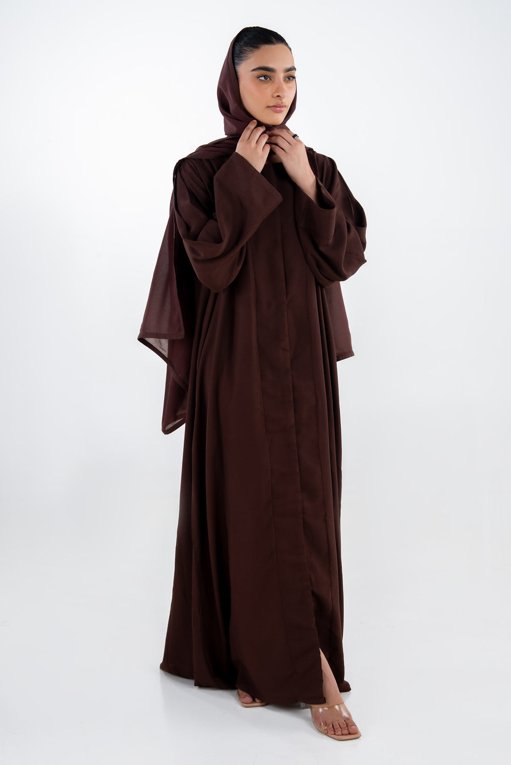 Georgette Slub Abaya With Scarf