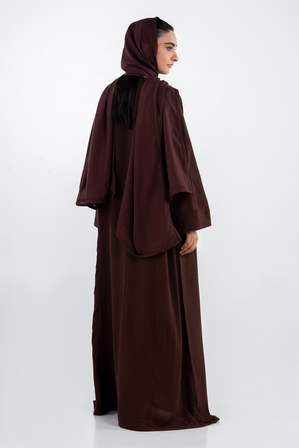 Georgette Slub Abaya With Scarf